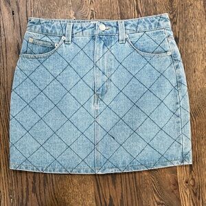 Obey Light Blue Quilted Denim Pencil Skirt